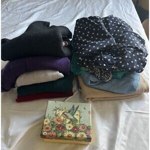 Crafters fabric / Jewelry Lot Cashmere  Silk Organic Cotton Wool Costume Jewelry